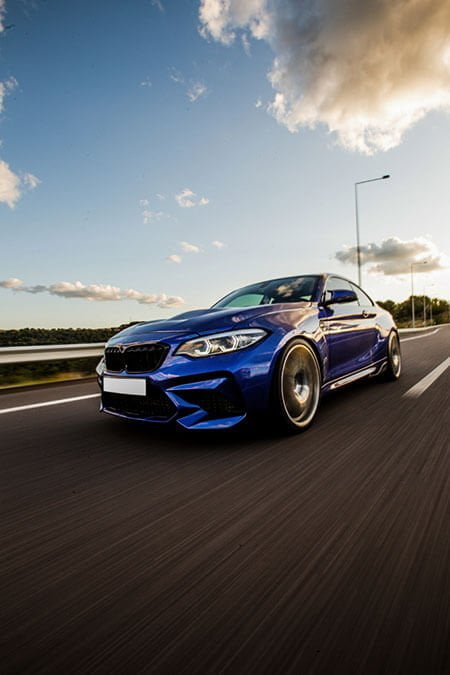 blue BMW car
